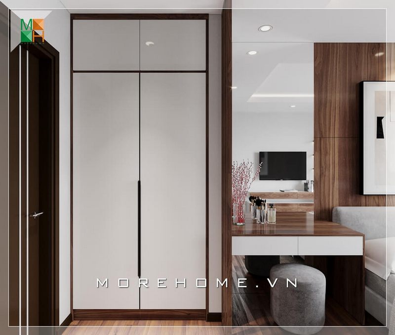 Kiến trúc sư đã thể hiện rõ ràng ấn tượng mới mẻ trong thiết kế nội thất của phòng ngủ chung cư và nhà phố hiện đại.